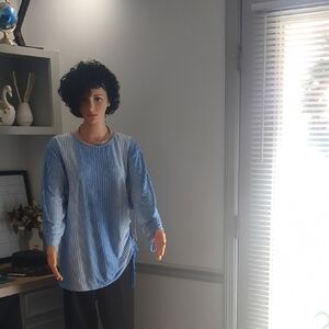 Blue & White Striped Women's Shirt